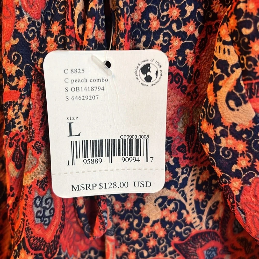 Free People Teegan Mini Dress in Peach Combo - Picture 7 of 9